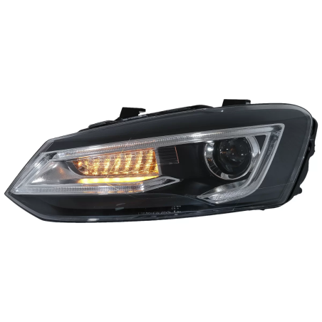 Fari anteriori compatibile con VW Polo MK5 6R 6C 61 (2011-2017) LED Light Bar Devil Eye look RHD (Co