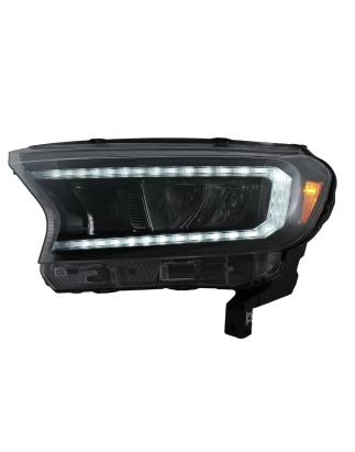 Fari anteriori LED Light Bar compatibile con Ford Ranger (2015-2020) LHD Full nero Housing con Seque