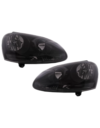 Fari anteriori compatibile con VW Golf 5 V (10.2003-2009) Jetta (2005-2010) All nero (Cod. K-HLVWG5B
