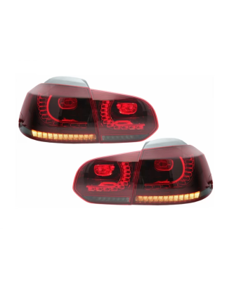 Fanali posteriori Full LED compatibile con VW Golf 6 VI (2008-2013) R20 design rosso fumé Turning L