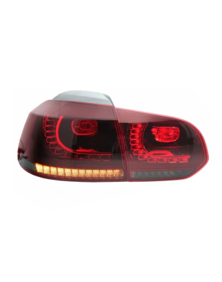 Fanali posteriori Full LED compatibile con VW Golf 6 VI (2008-2013) R20 design rosso fumé Turning L