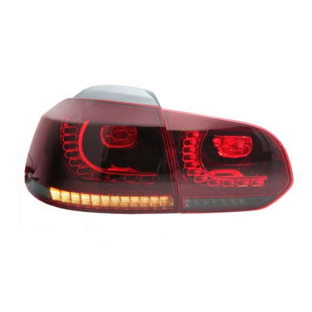 Fanali posteriori Full LED compatibile con VW Golf 6 VI (2008-2013) R20 design rosso fumé Turning L
