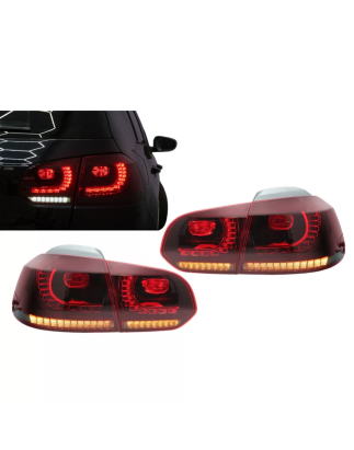 Fanali posteriori Full LED compatibile con VW Golf 6 VI (2008-2013) R20 design rosso Cherry con Sequ