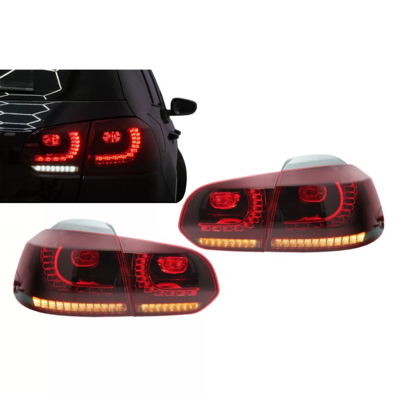 Fanali posteriori Full LED compatibile con VW Golf 6 VI (2008-2013) R20 design rosso Cherry con Sequ