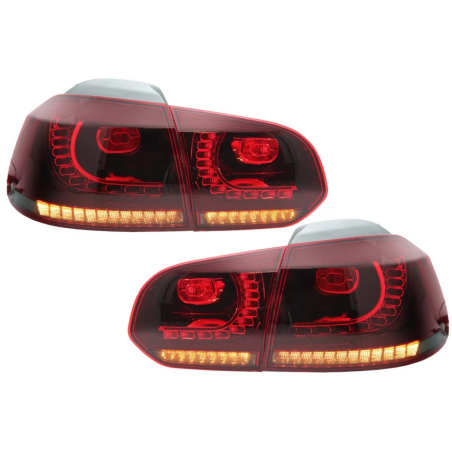Fanali posteriori Full LED compatibile con VW Golf 6 VI (2008-2013) R20 design rosso Cherry con Sequ