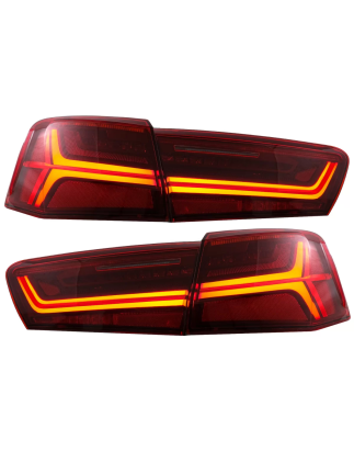 Fanali posteriori Full LED compatibile con Audi A6 4G C7 Berlina (2011-2014) rosso trasparente desig