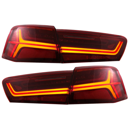 Fanali posteriori Full LED compatibile con Audi A6 4G C7 Berlina (2011-2014) rosso trasparente desig