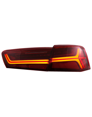Fanali posteriori Full LED compatibile con Audi A6 4G C7 Berlina (2011-2014) rosso trasparente desig
