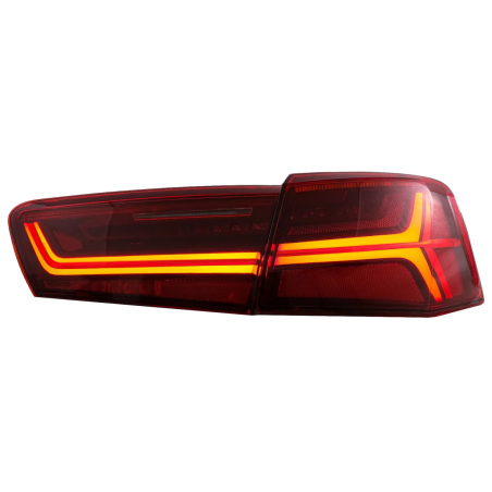 Fanali posteriori Full LED compatibile con Audi A6 4G C7 Berlina (2011-2014) rosso trasparente desig