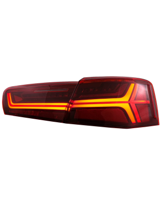Fanali posteriori Full LED compatibile con Audi A6 4G C7 Berlina (2011-2014) rosso trasparente desig