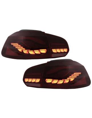 Fanali posteriori Full LED compatibile con VW Golf 6 VI (2008-2013) rosso fumé con Sequential Dynam