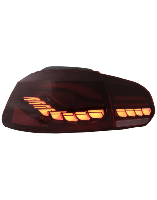 Fanali posteriori Full LED compatibile con VW Golf 6 VI (2008-2013) rosso fumé con Sequential Dynam