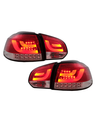 Fanali posteriori LED compatibile con VW Golf 6 VI (2008-2013) rosso trasparente (Cod. K-TLVWG6RCLED
