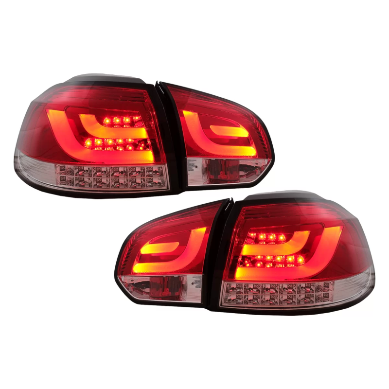 Fanali posteriori LED compatibile con VW Golf 6 VI (2008-2013) rosso trasparente (Cod. K-TLVWG6RCLED