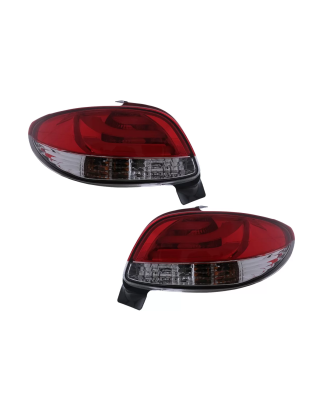 Fanali posteriori LED compatibile con Peugeot 206 HatchBack 3 / 5 Doors (10.1998-2004) rosso White (