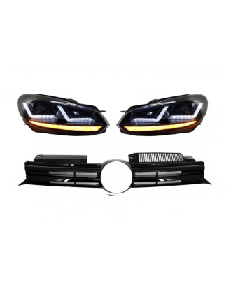 Griglia anteriore compatibile con VW Golf VI (2008-2012) con Osram Xenon Fari anteriori LED Dynamic 