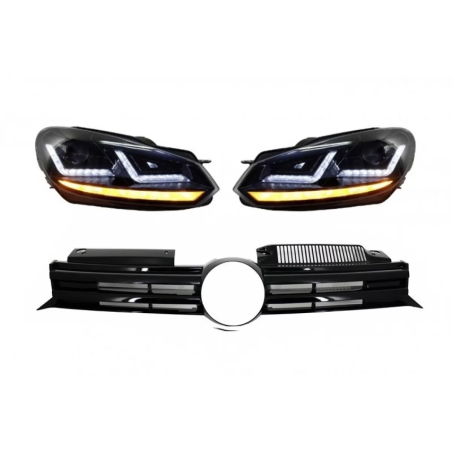 Griglia anteriore compatibile con VW Golf VI (2008-2012) con Osram Xenon Fari anteriori LED Dynamic 