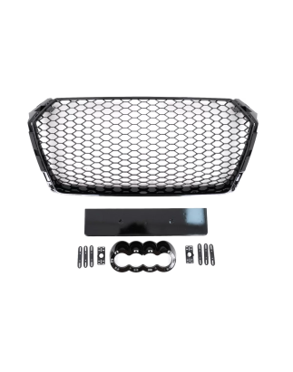 Griglia anteriore compatibile con Audi A4 B9 8W (2016-2018) Berlina Avant RS design Glossy nero (Cod