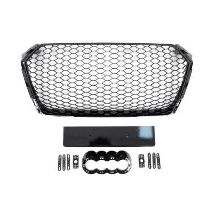 Griglia anteriore compatibile con Audi A4 B9 8W (2016-2018) Berlina Avant RS design Glossy nero (Cod