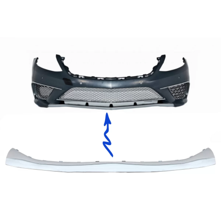Spoiler paraurti anteriore Lip in poiper Plate cromato compatibile con Mercedes S-Classe W222 (2013-