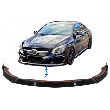 Spoiler paraurti anteriore Lip compatibile con Mercedes CLA45 C117 X117 (2013-2016) Glossy nero (Cod