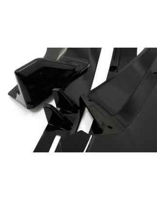 Spoiler paraurti anteriore Lip compatibile con Audi A4 B9 8W S-Line (2016-2018) nero lucido Add-On (