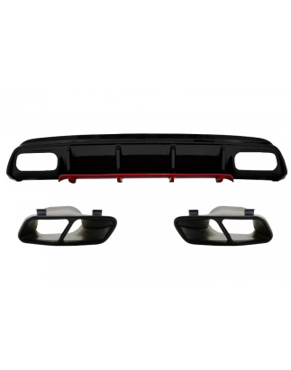 Paraurti posteriore Spoiler Diffusore con Terminali di scarico compatibile con Mercedes A-Classe W17
