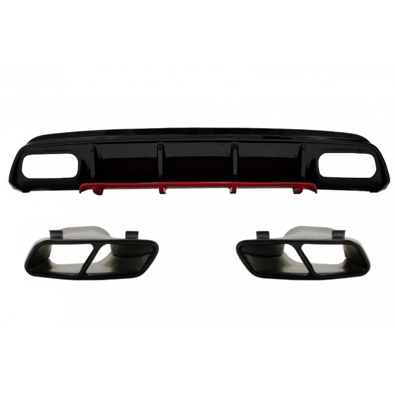 Paraurti posteriore Spoiler Diffusore con Terminali di scarico compatibile con Mercedes A-Classe W17