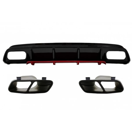 Paraurti posteriore Spoiler Diffusore con Terminali di scarico compatibile con Mercedes A-Classe W17