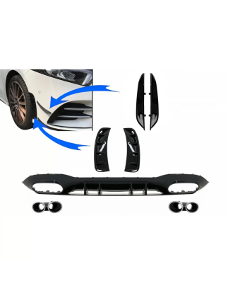 Diffusore posteriore con Front Side Vents and Flaps Side Fins compatibile con Mercedes A-Classe V177