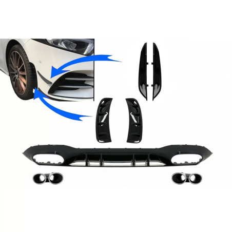 Diffusore posteriore con Front Side Vents and Flaps Side Fins compatibile con Mercedes A-Classe V177