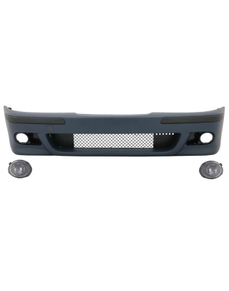 Paraurti anteriore con fendinebbia trasparente cromato compatibile con BMW 5 Serie E39 (1995-2003) l