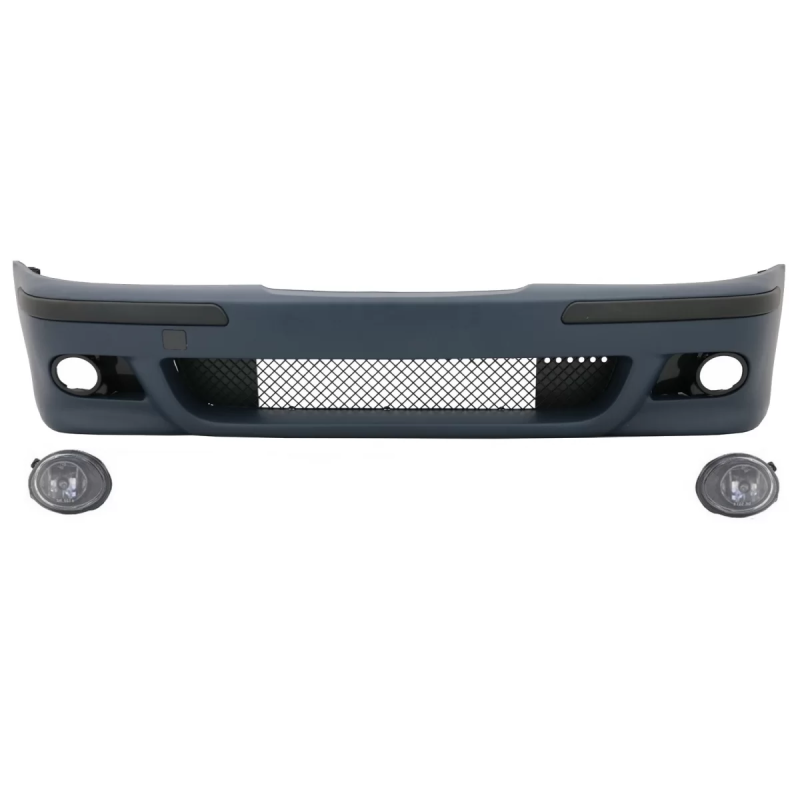 Paraurti anteriore con fendinebbia trasparente cromato compatibile con BMW 5 Serie E39 (1995-2003) l