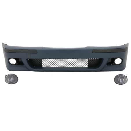 Paraurti anteriore con fendinebbia trasparente cromato compatibile con BMW 5 Serie E39 (1995-2003) l
