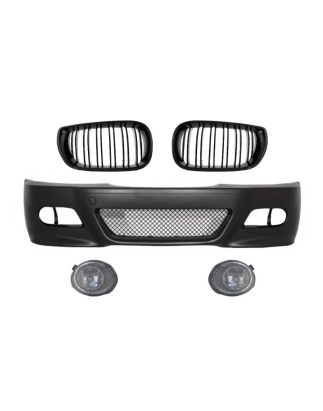 Paraurti anteriore con Griglie centrali a doppio rene doppia striscia compatibile con BMW E46 (1998-
