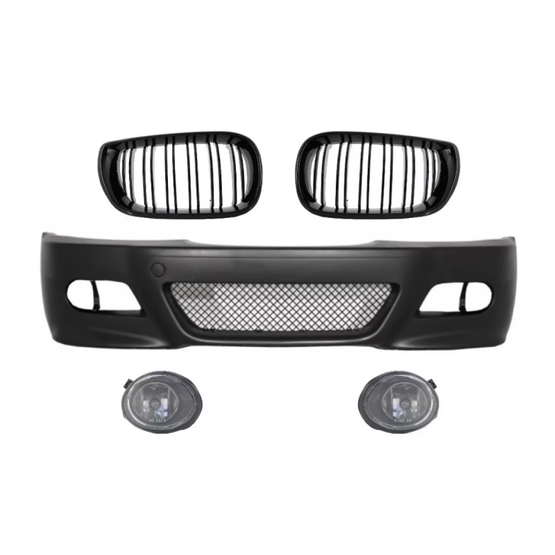 Paraurti anteriore con Griglie centrali a doppio rene doppia striscia compatibile con BMW E46 (1998-