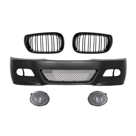 Paraurti anteriore con Griglie centrali a doppio rene doppia striscia compatibile con BMW E46 (1998-