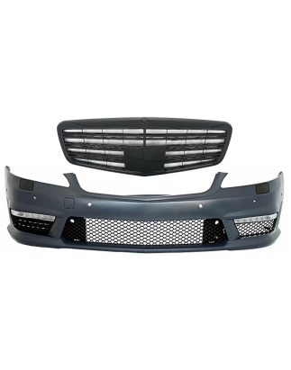 Paraurti anteriore compatibile con Mercedes S-Classe W221 (2005-2012) S63 S65 design con Griglia ant