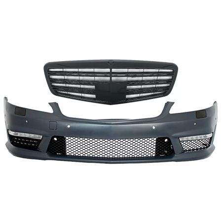 Paraurti anteriore compatibile con Mercedes S-Classe W221 (2005-2012) S63 S65 design con Griglia ant