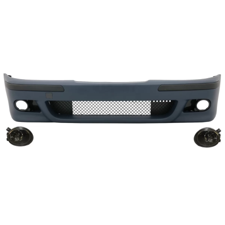 Paraurti anteriore compatibile con BMW 5 Serie E39 (1995-2003) con Fendinebbia lente fumè look M5 (