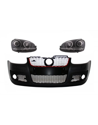 Paraurti anteriore compatibile con VW Golf V 5 MK5 (2003-2007) GTI design con Xenon look Fari anteri