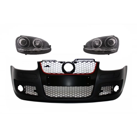 Paraurti anteriore compatibile con VW Golf V 5 MK5 (2003-2007) GTI design con Xenon look Fari anteri