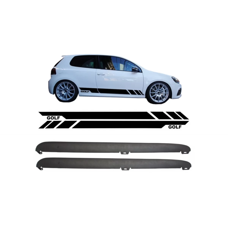 Minigonne laterali con Side Decals Sticker Vinyl nero compatibile con VW Golf VI 6 (2008-2014) GTI d