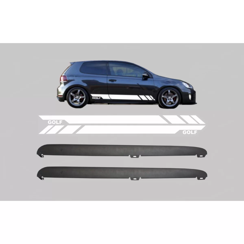 Minigonne laterali con Side Decals Sticker Vinyl White compatibile con VW Golf VI Golf 6 (2008-2014)