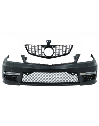Paraurti anteriore compatibile con Mercedes C-Classe W204 (2012-in poi) C63 Facelift look con Grigli