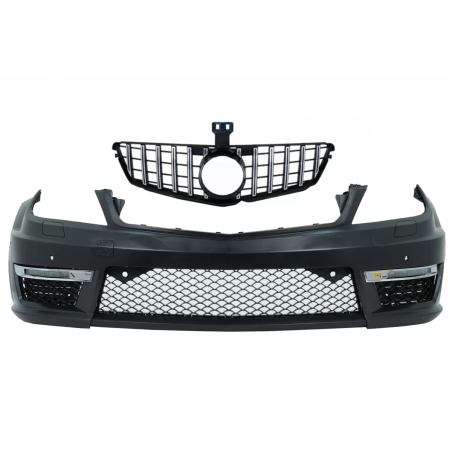 Paraurti anteriore compatibile con Mercedes C-Classe W204 (2012-in poi) C63 Facelift look con Grigli