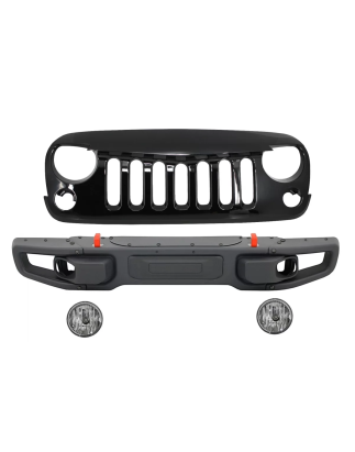 Metal Paraurti anteriore con Central Griglia anteriore compatibile con JEEP Wrangler / Rubicon JK (2