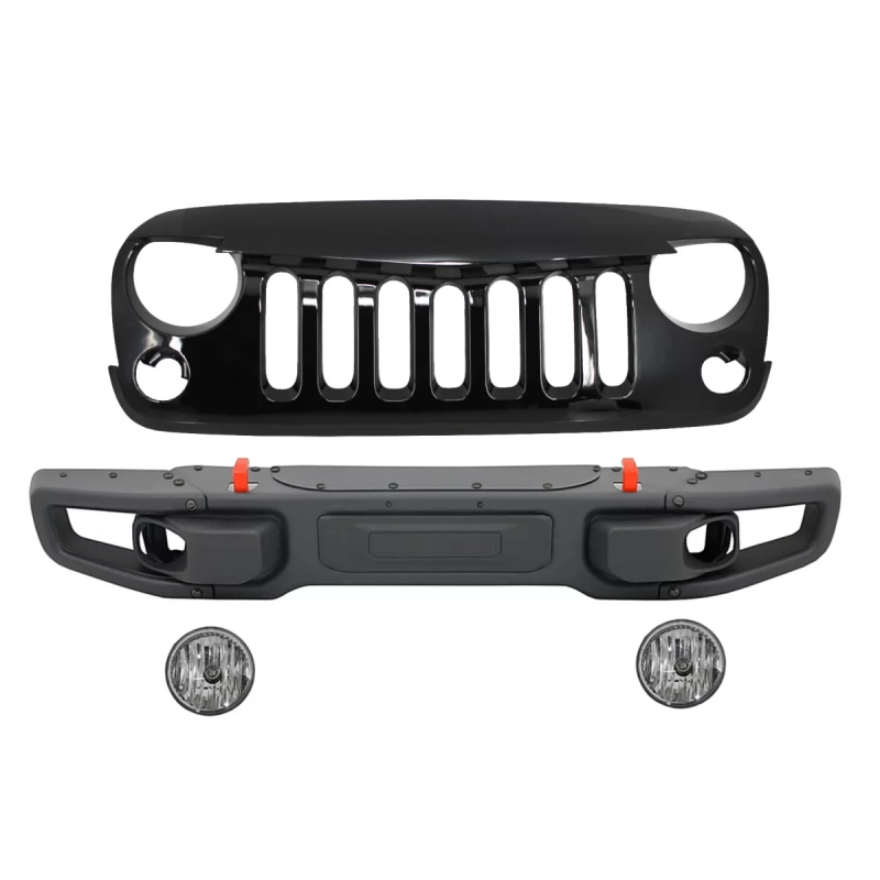 Metal Paraurti anteriore con Central Griglia anteriore compatibile con JEEP Wrangler / Rubicon JK (2