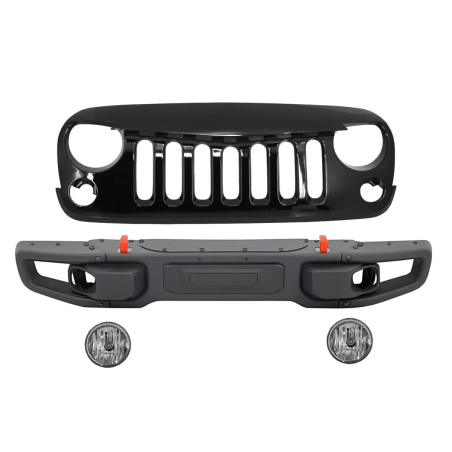Metal Paraurti anteriore con Central Griglia anteriore compatibile con JEEP Wrangler / Rubicon JK (2