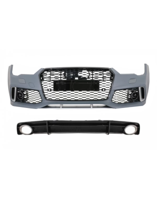 Paraurti anteriore con Diffusore posteriore nero and Terminali di scarico compatibile con Audi A7 4G